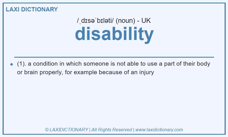 Definition disability in British English