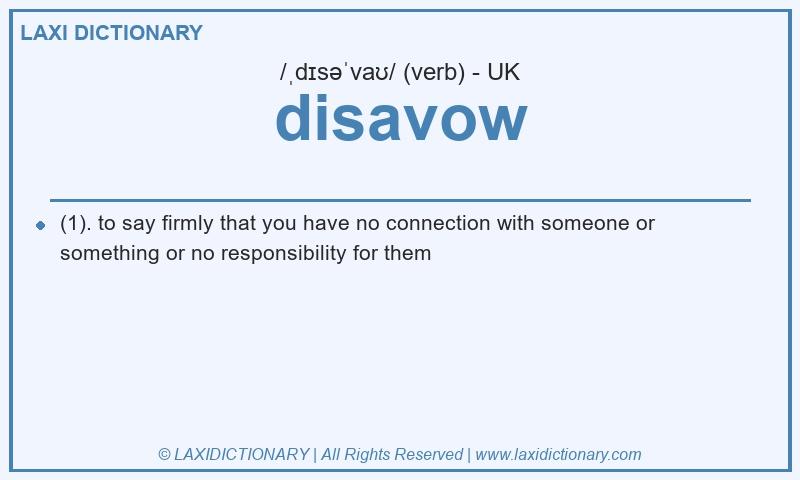Definition disavow in British English