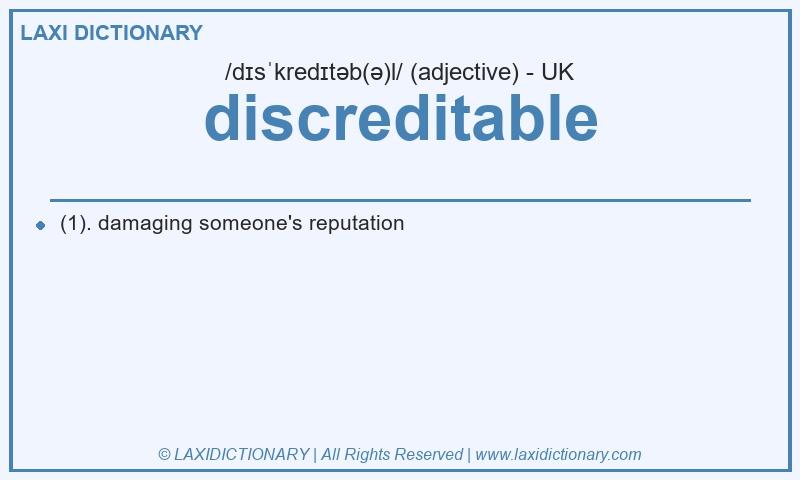 Definition discreditable in British English