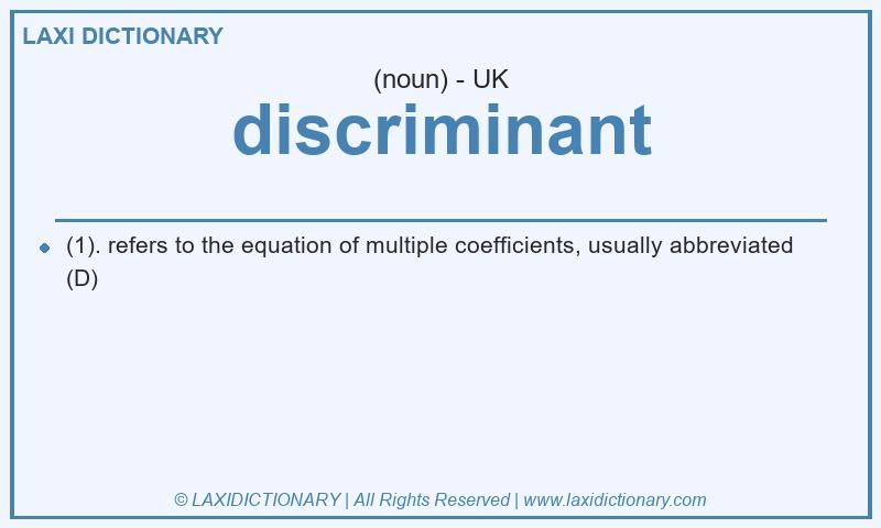 Definition discriminant in British English