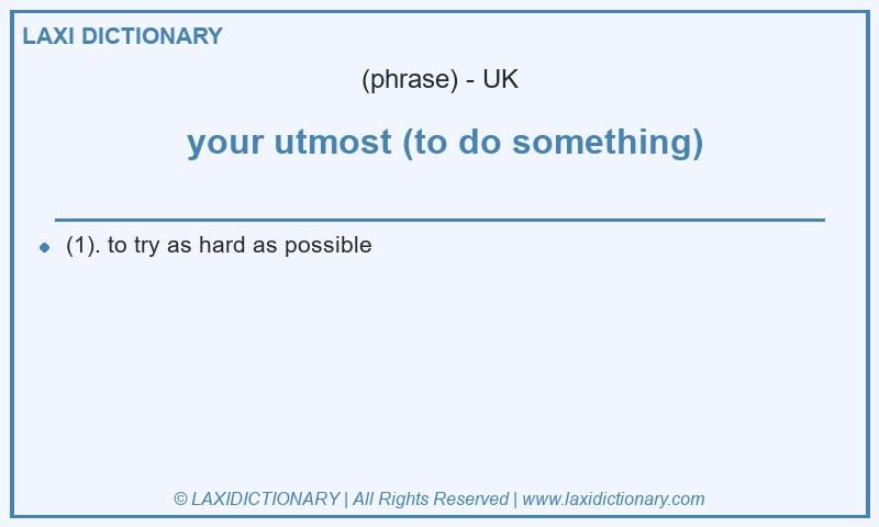 Definition your utmost (to do something) in British English