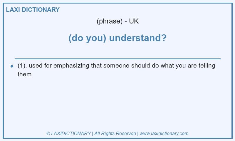 Definition (do you) understand? in British English