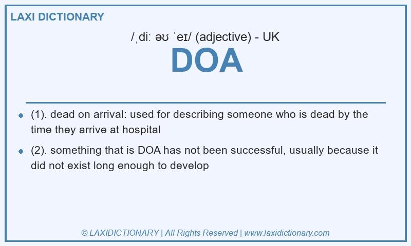 Definition DOA in British English