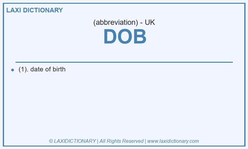 Definition DOB in British English