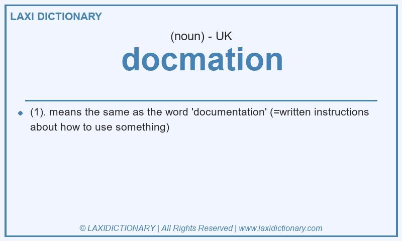 Definition docmation in British English