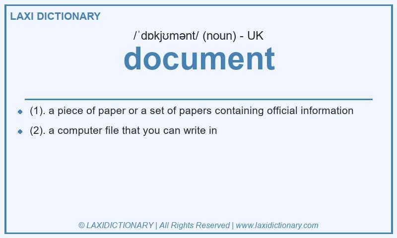 Definition document in British English