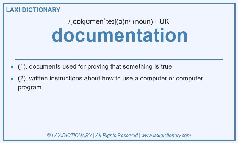 Definition documentation in British English