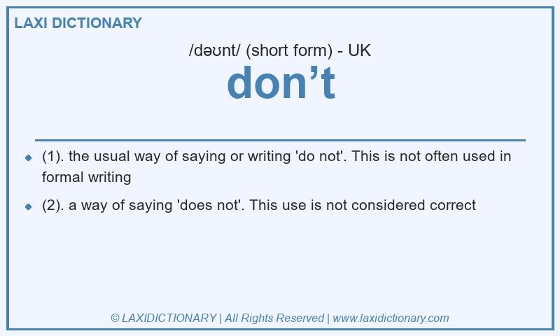 Definition don’t in British English