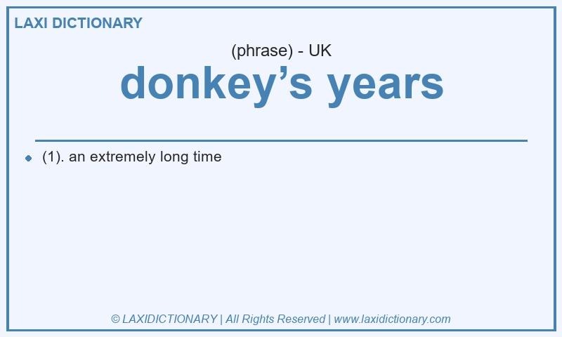 Definition donkey’s years in British English