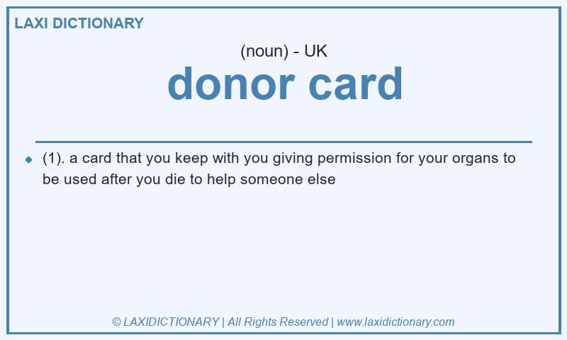 Definition donor card in British English