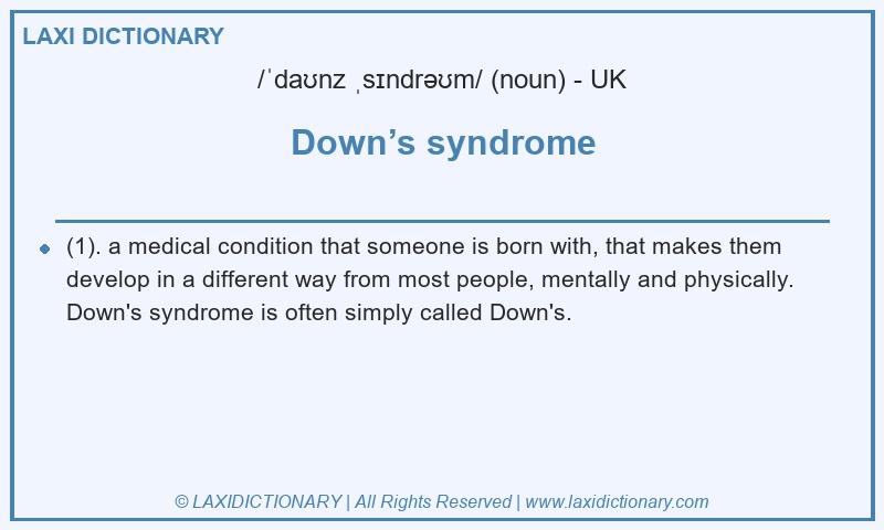 Definition Down’s syndrome in British English