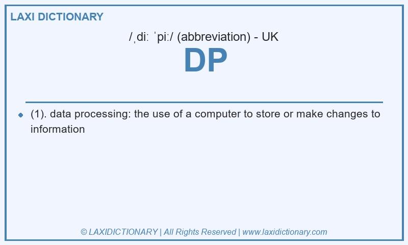 Definition DP in British English