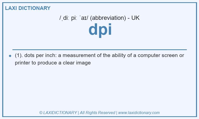 Definition dpi in British English