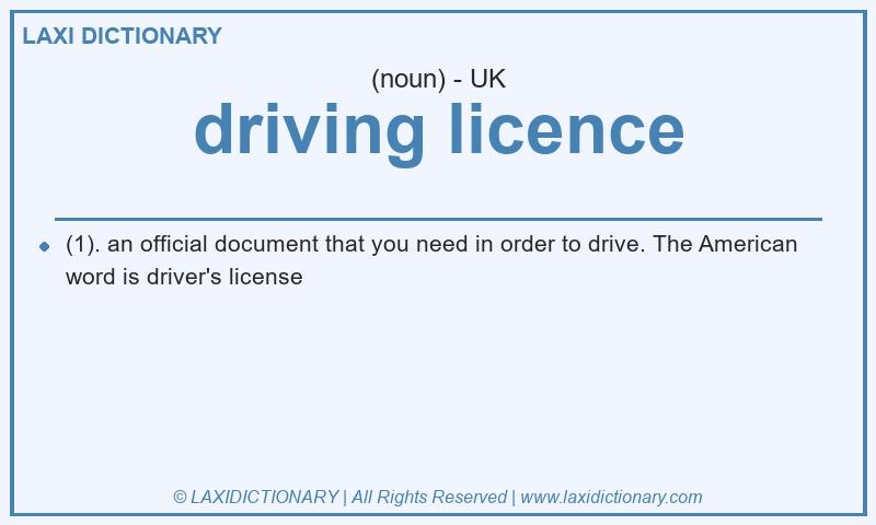 Definition driving licence in British English