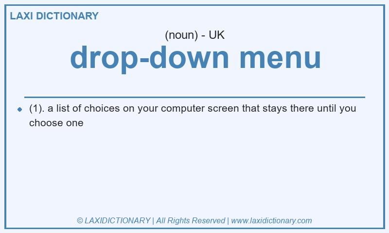 Definition drop-down menu in British English