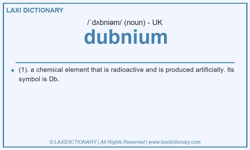 Definition dubnium in British English