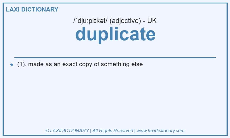 Definition duplicate in British English