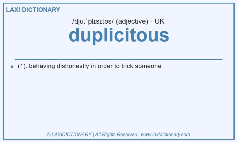 Definition duplicitous in British English
