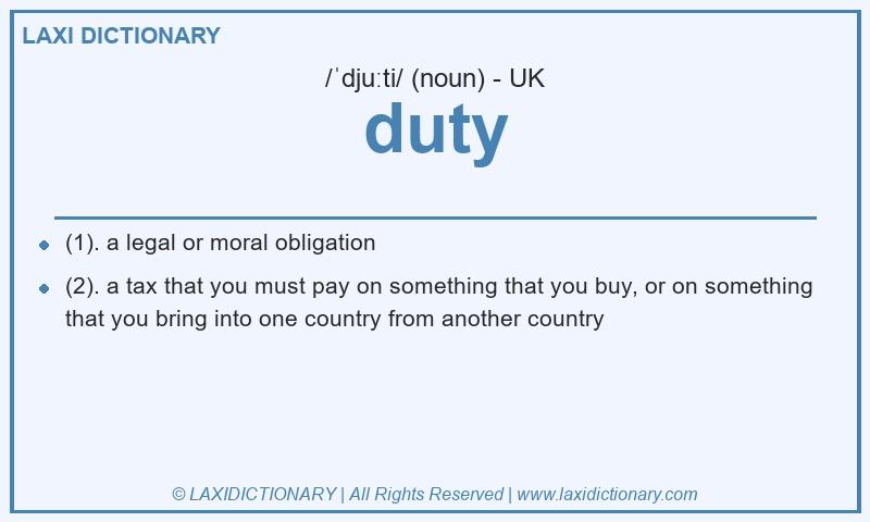 Definition duty in British English