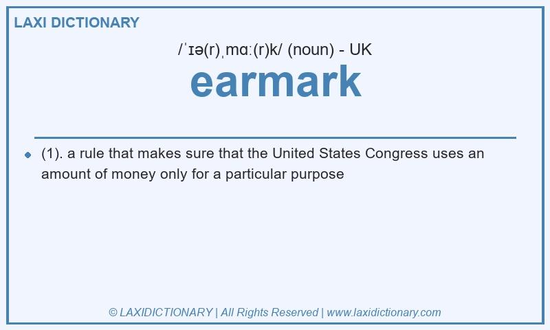 Definition earmark in British English