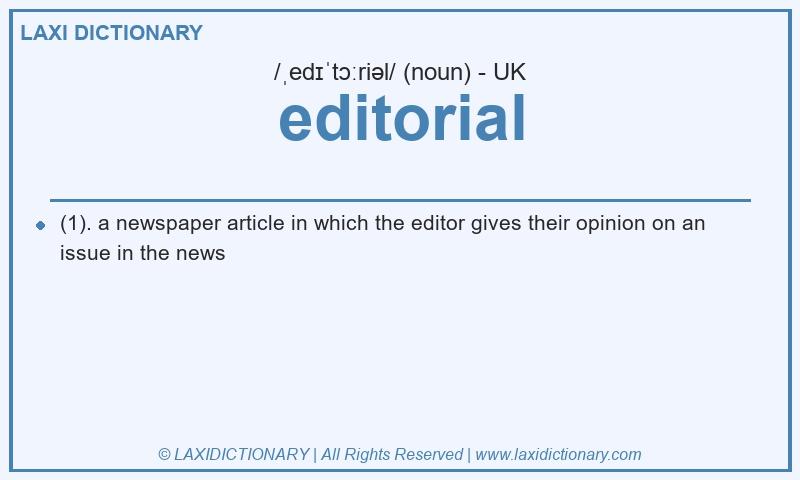 Definition editorial in British English
