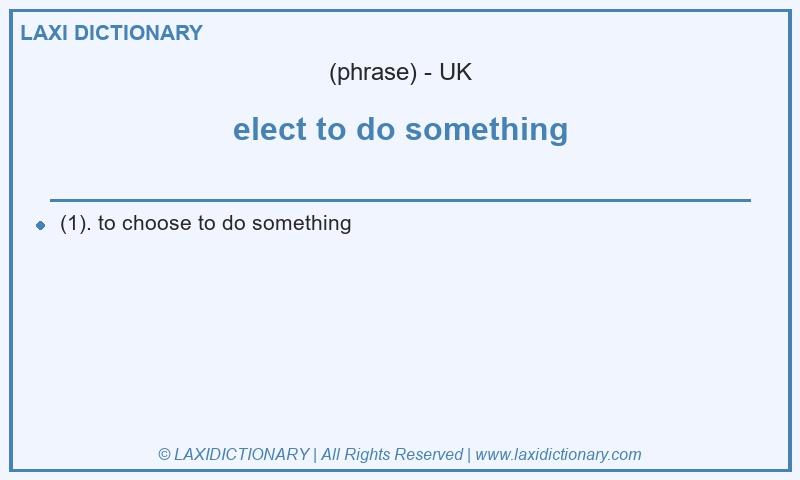 Definition elect to do something in British English