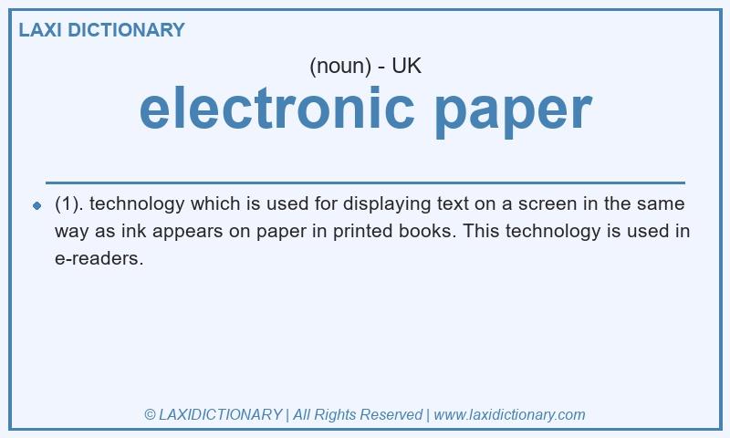 Definition electronic paper in British English