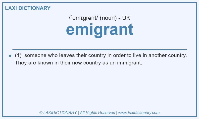 Definition emigrant in British English