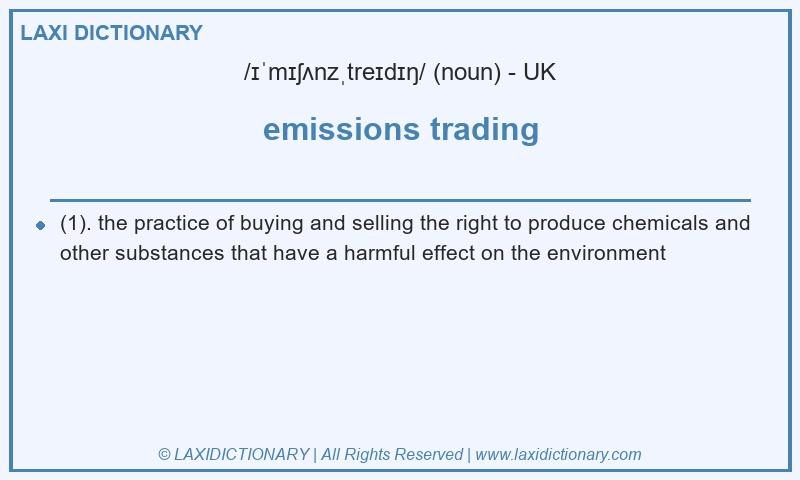 Definition emissions trading in British English