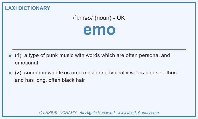 Definition emo in British English