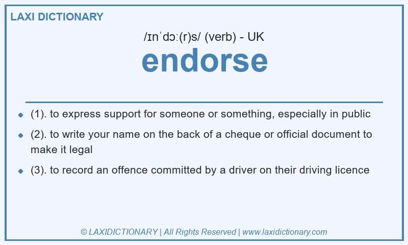 Definition endorse in British English