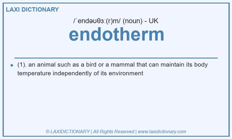Definition endotherm in British English