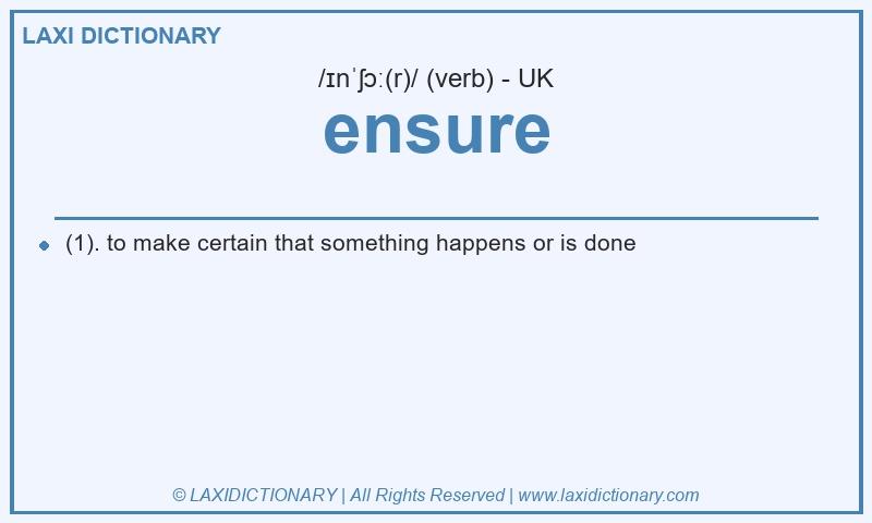 Definition ensure in British English