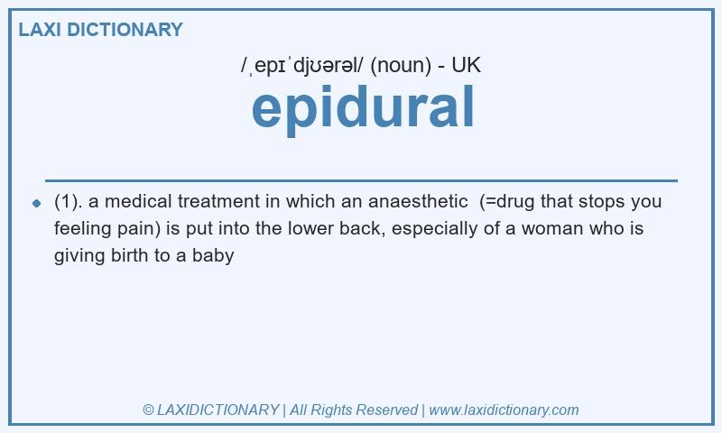 Definition epidural in British English