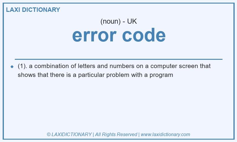 Definition error code in British English