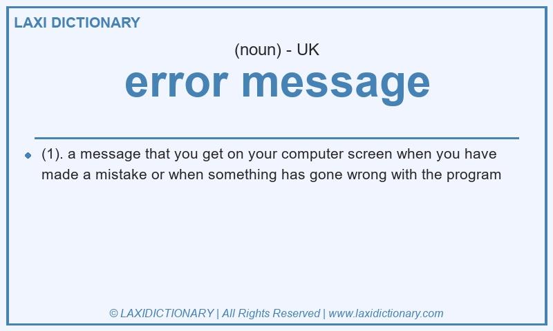 Definition error message in British English