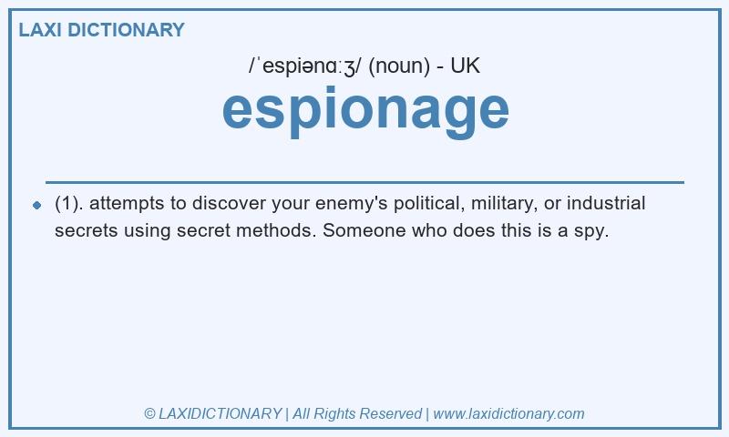 Definition espionage in British English