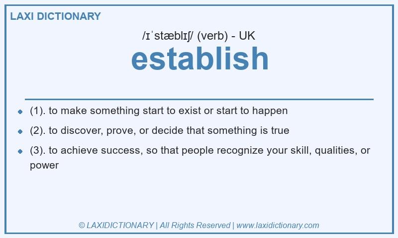 Definition establish in British English