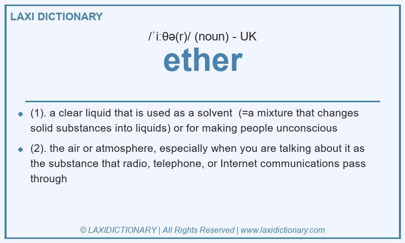 Definition ether in British English
