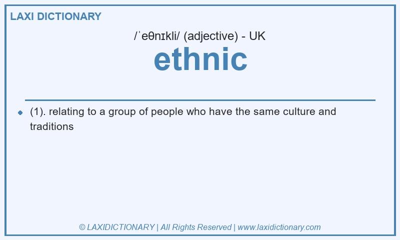 Definition ethnic in British English