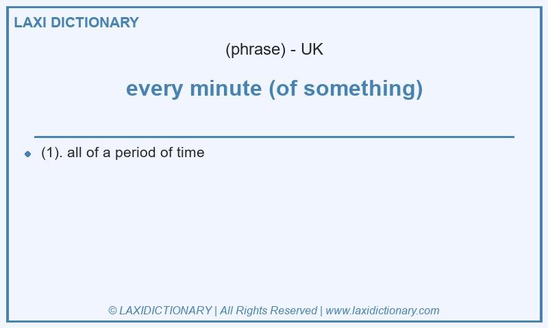 Definition every minute (of something) in British English