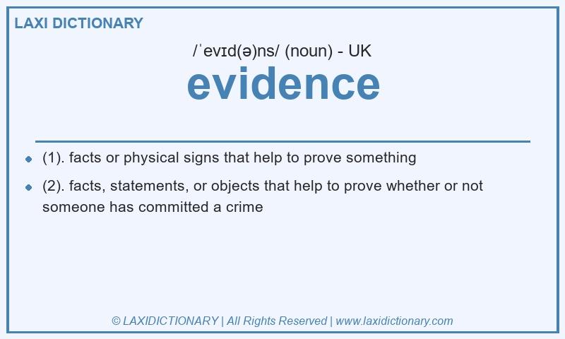 Definition evidence in British English