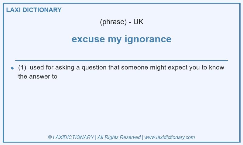 Definition excuse my ignorance in British English