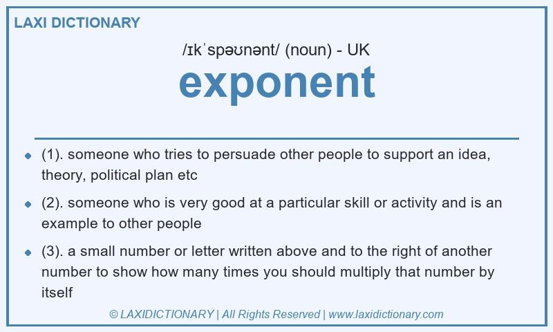 Definition exponent in British English