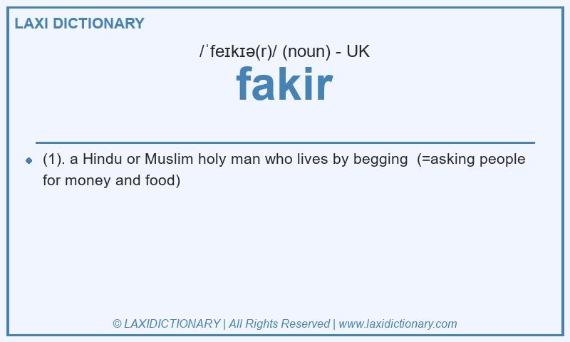 Definition fakir in British English