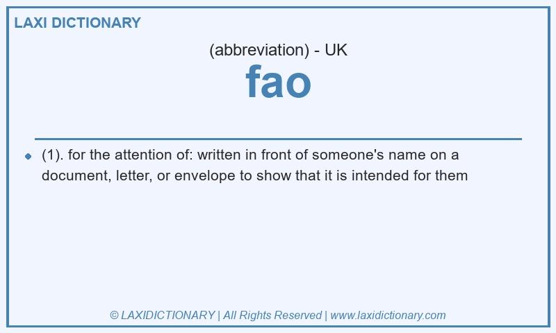 Definition fao in British English