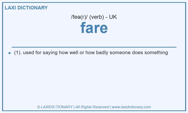 Definition fare in British English