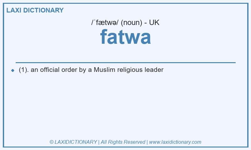 Definition fatwa in British English
