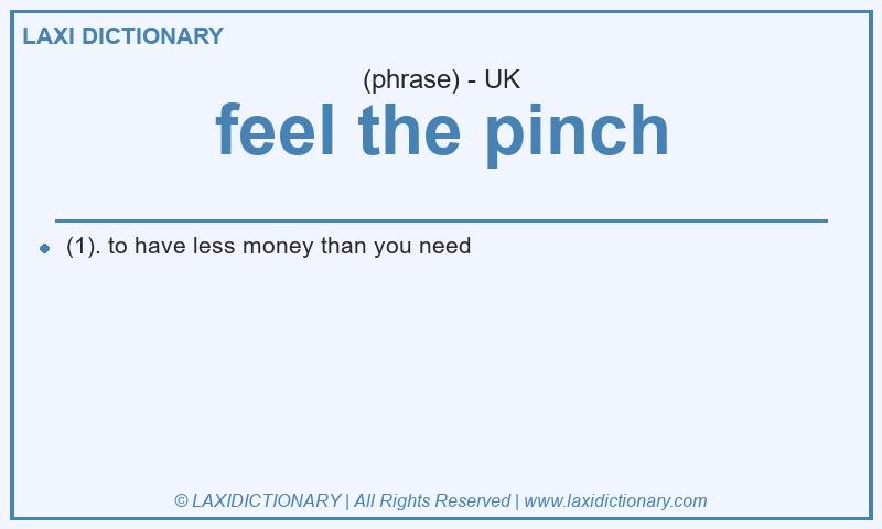 Definition feel the pinch in British English