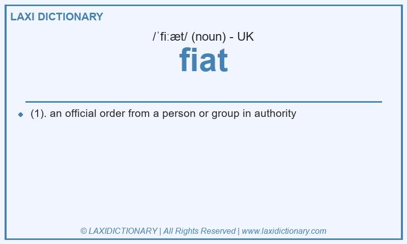 Definition fiat in British English